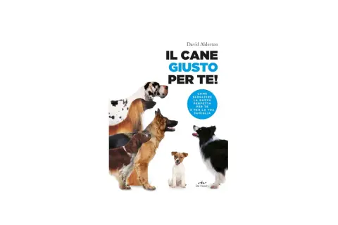 Copertina libro "Il cane giusto per te!" con diverse razze canine, per scoprire le migliori razze di cani adatte alla tua famiglia.