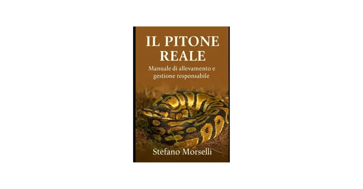 Copertina del libro "Il Pitone Reale", con un pitone reale arrotolato in primo piano.