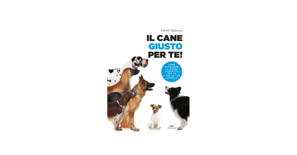 Copertina libro "Il cane giusto per te!" con diverse razze canine, per scoprire le migliori razze di cani adatte alla tua famiglia.